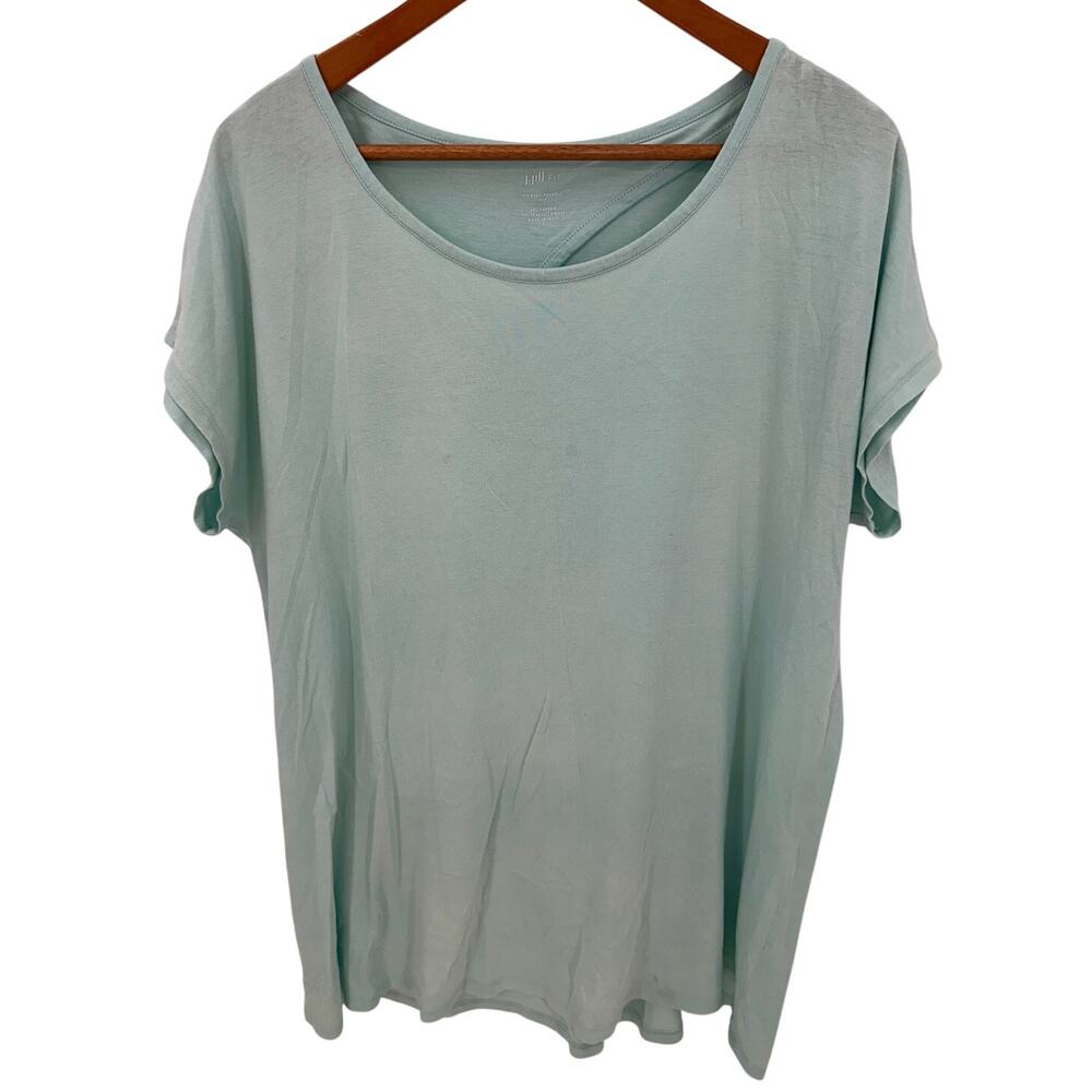 J. JILL Fit Back Keyhole Cotton Tencel Tee in Light Blue // L